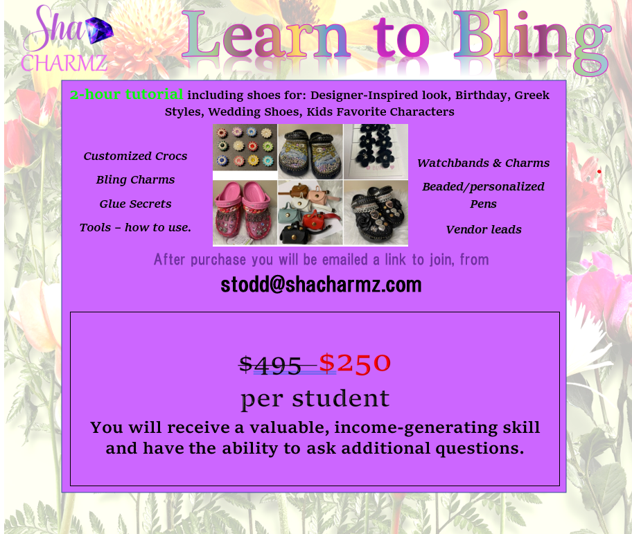 Bling Class, Learn to Customize Crocs, Sha Charmz U
