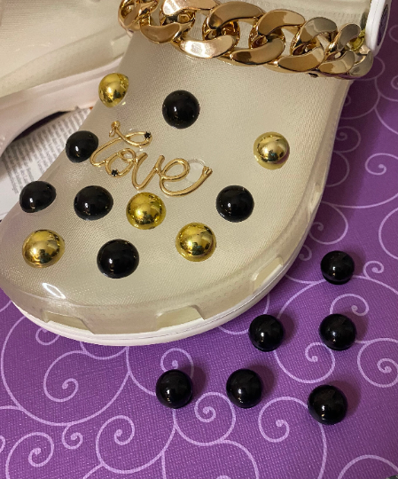 Clog Charms Bling 3D Acrylic half pearl shaped stones assorted colors Shoe Accessories Buttons