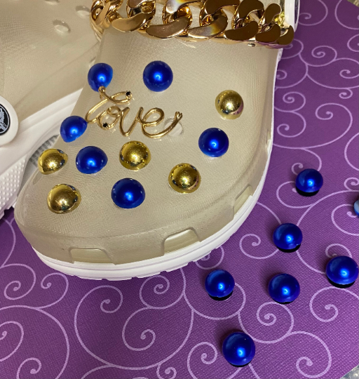 Clog Charms Bling 3D Acrylic half pearl shaped stones assorted colors Shoe Accessories Buttons