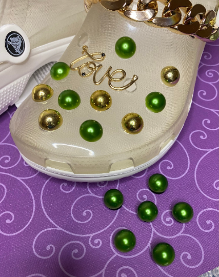 Clog Charms Bling 3D Acrylic half pearl shaped stones assorted colors Shoe Accessories Buttons