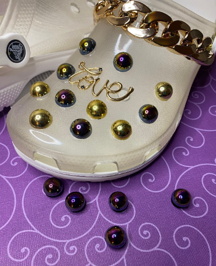 Clog Charms Bling 3D Acrylic half pearl shaped stones assorted colors Shoe Accessories Buttons