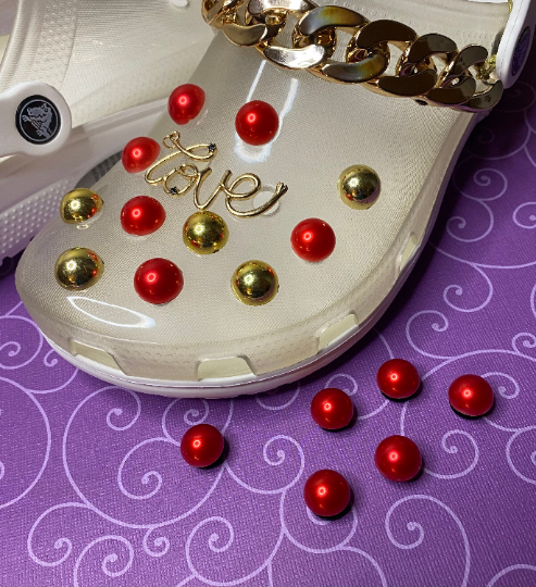 Clog Charms Bling 3D Acrylic half pearl shaped stones assorted colors Shoe Accessories Buttons