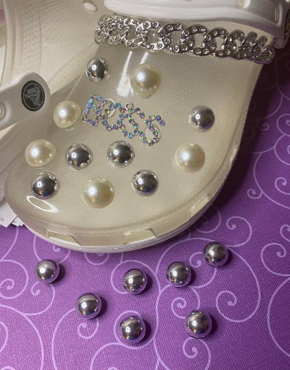 Clog Charms Bling 3D Acrylic half pearl shaped stones assorted colors Shoe Accessories Buttons