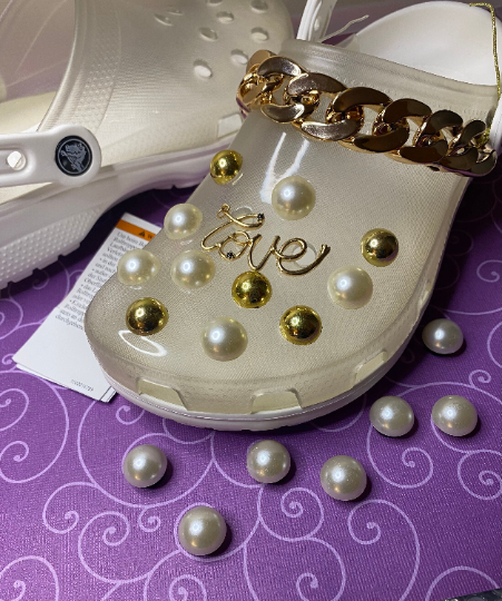 Clog Charms Bling 3D Acrylic half pearl shaped stones assorted colors Shoe Accessories Buttons
