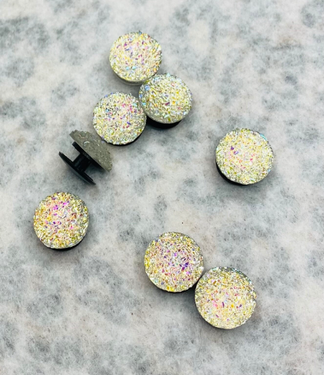 Clog charms Luxury Bling glitter Cluster Faux Druzy Gold, Silver, Bronze, Pink, Crystal AB, Brass, Blue, Purple Croc Accessories Buttons