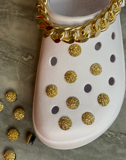 Clog charms Luxury Bling glitter Cluster Faux Druzy Gold, Silver, Bronze, Pink, Crystal AB, Brass, Blue, Purple Croc Accessories Buttons